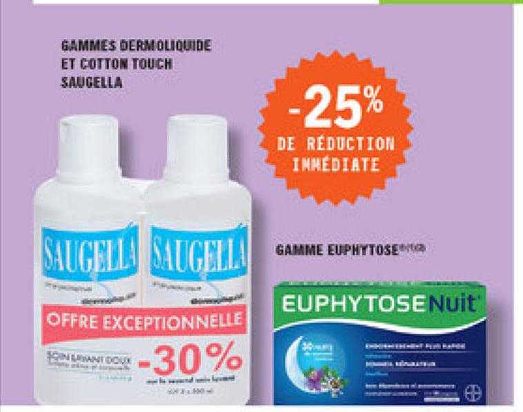 Gammes Dermoliquide Et Cotton Touch Saugella -25% De Réduction Immédiate