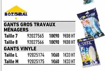 gants gros travaux ménagers, gants vinyle