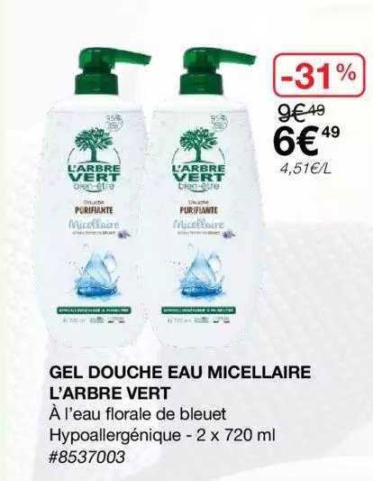 gel douche eau micellaire l'arbre vert