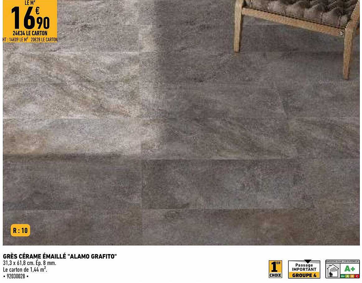 grès cérame émaillé "alamo grafito"