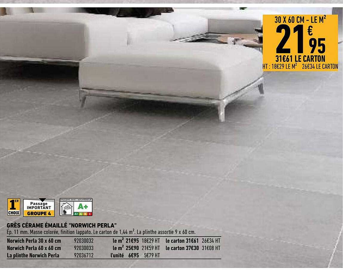 grès cérame émaillé "norwich perla"