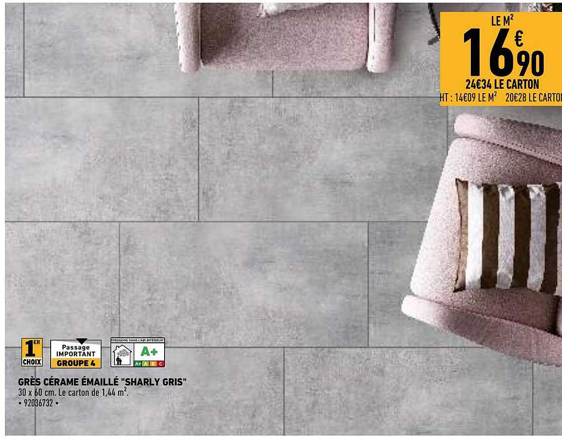 grès cérame émaillé "sharly gris"