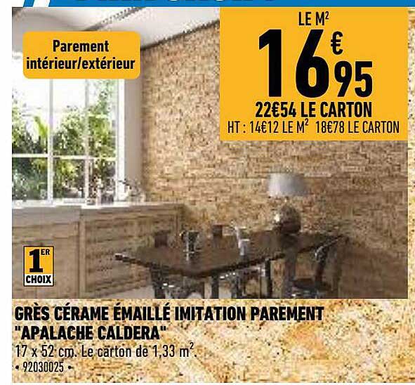 grès cérame émaillé imitation parement "apalache caldera"