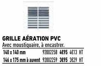grille aération pvc