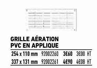 grille aération pvc en applique