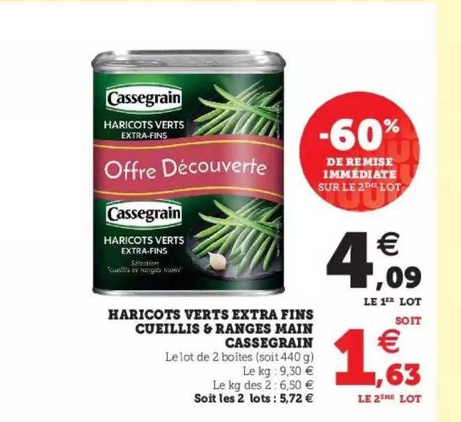 haricots verts extra fins cueillis & rangés main cassegrain