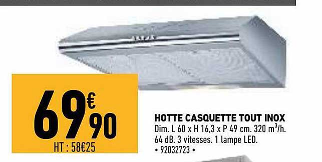 Hotte Casquette Tout Inox