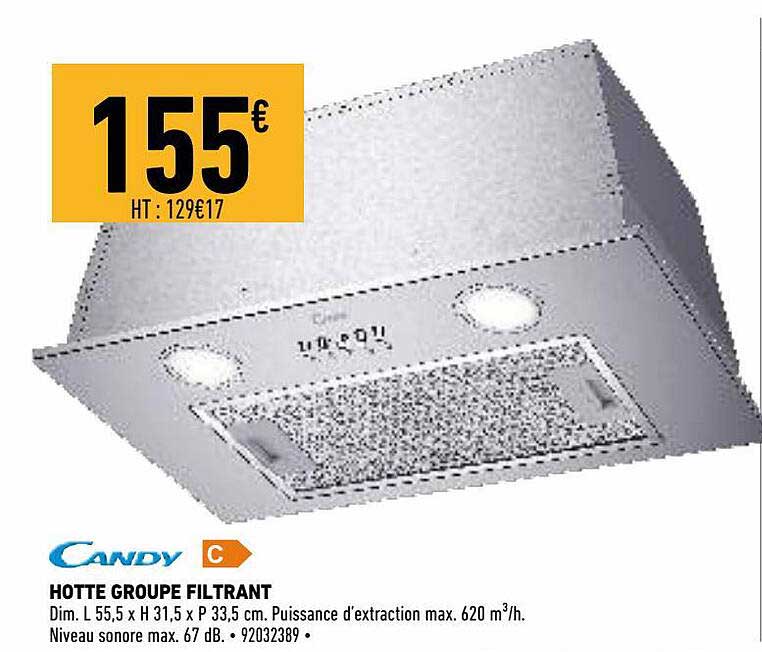 hotte groupe filtrant candy