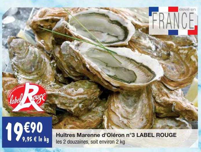 huîtres marenne d'oléron n°3 label rouge