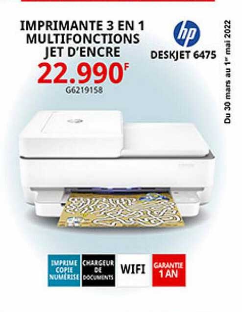 imprimante 3 en 1 multifonctions jet d'encre deskjet 6475 hp