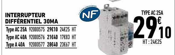 interrupteur différentiel 30ma