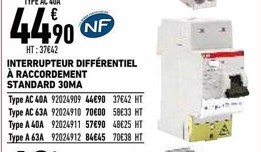 Interrupteur Différentiel à Raccordement Standard 30ma
