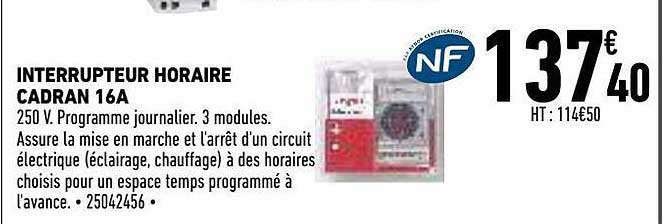 interrupteur horaire cadran 16a