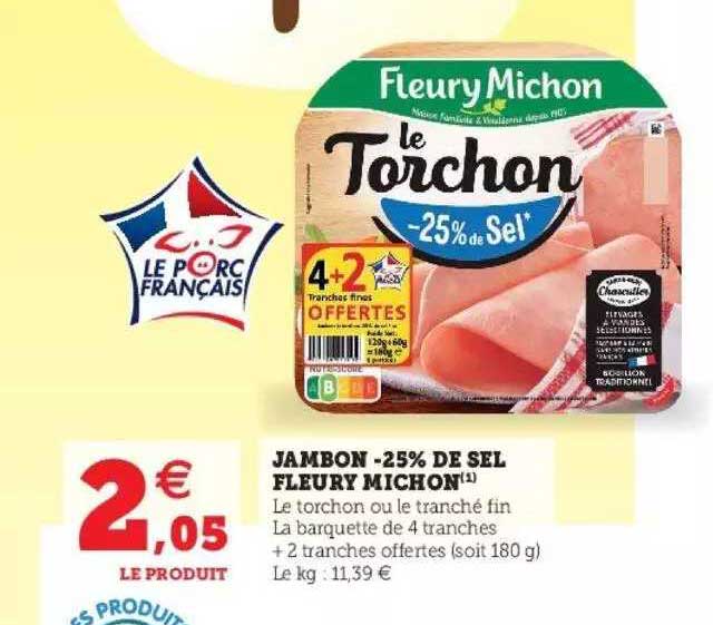 jambon -25% de sel fleury michon