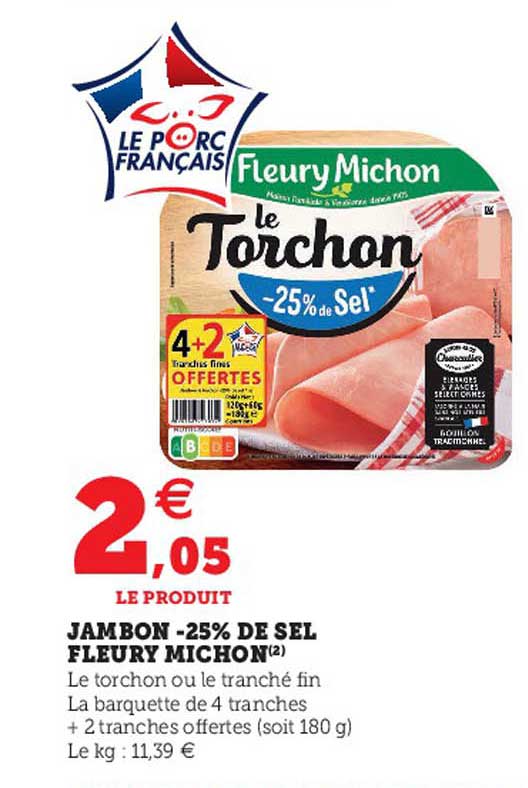 jambon -25% de sel fleury michon