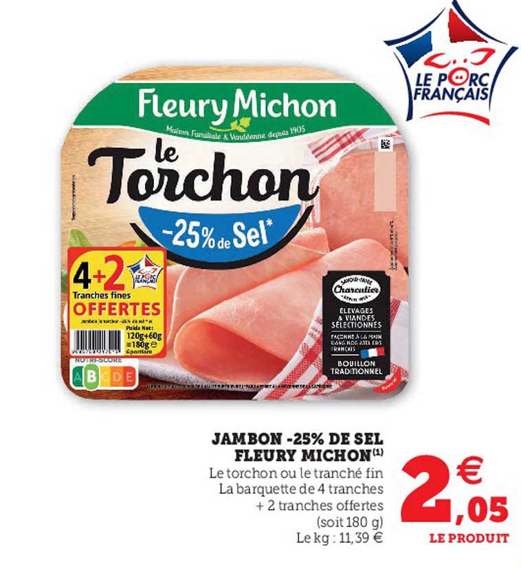 jambon -25% de sel fleury michon
