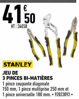 jeu de 3 pinces bi-matières stanley