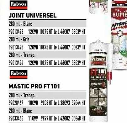 Joint Universel Rubson, Mastic Pro Ft101 Rubson