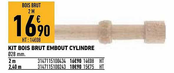 kit bois brut embout cylindre