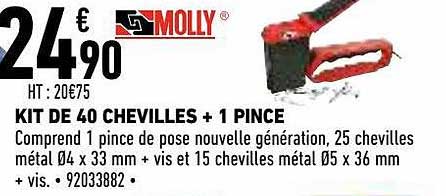 kit de 40 chevilles + 1 pince molly