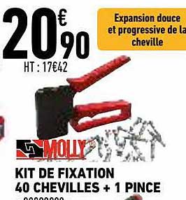 kit de fixation 40 chevilles + 1 pince molly