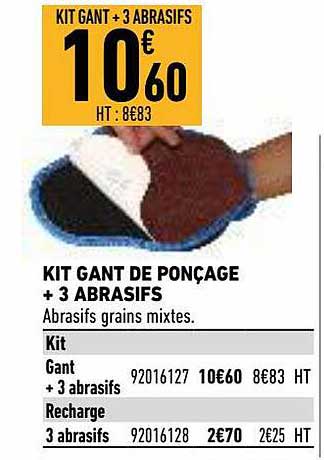 kit gant de ponçage + 3 abrasifs