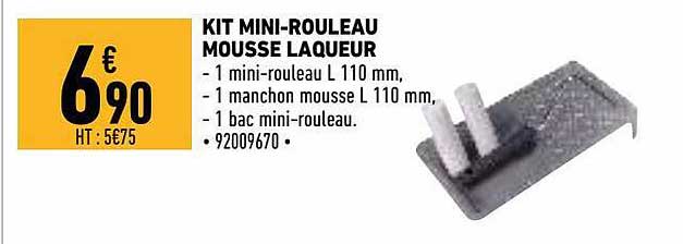kit mini-rouleau mousse laqueur