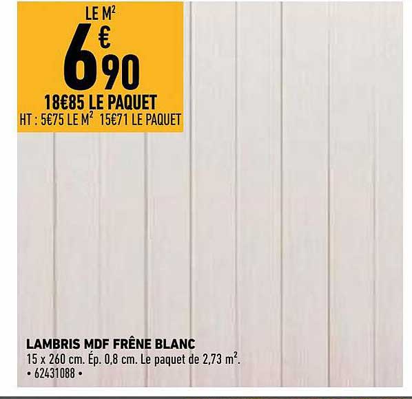 lambris mdf frêne blanc