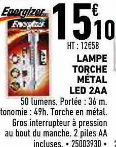 lampe torche métal led 2aa