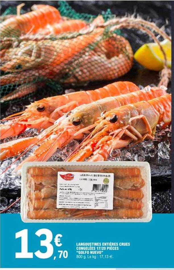 langoustines entières crues congelées 17-20 pièces "golfo nuevo"