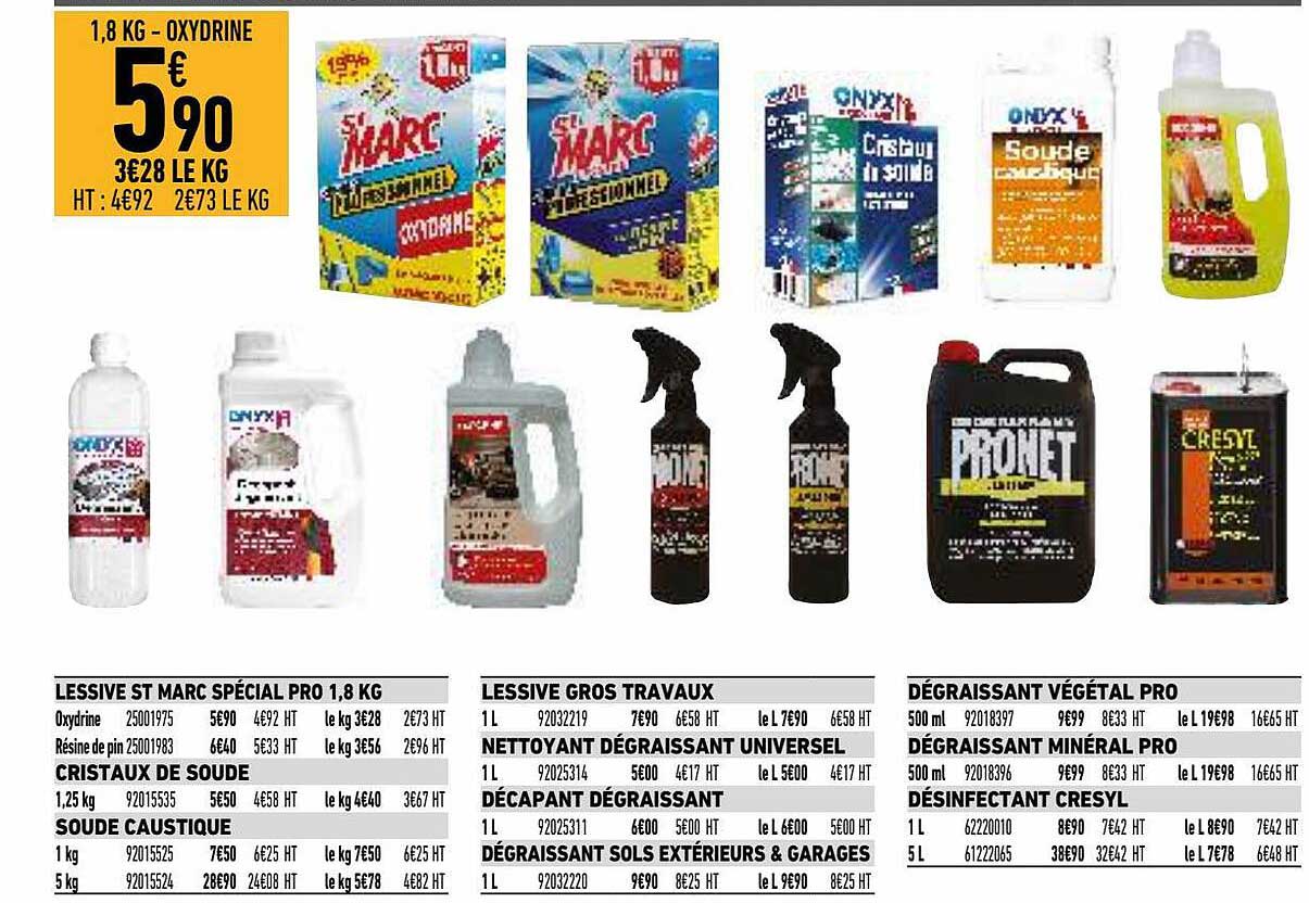 lessive st marc spécial pro 1,8 kg, lessive gros travaux, dégraissant végétal pro