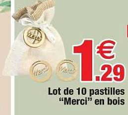 Lot De 10 Pastilles "merci" En Bois