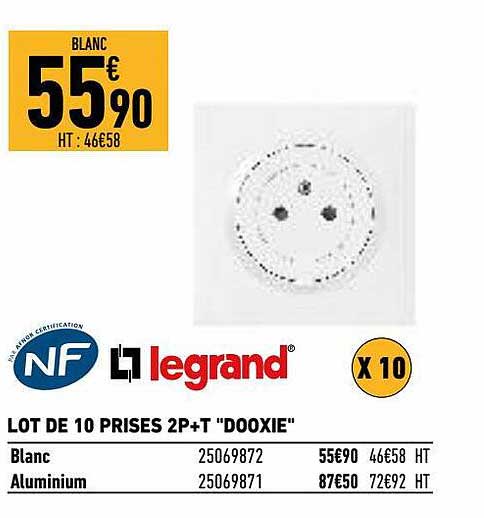 Lot De 10 Prises 2p+t "dooxie" Legrand