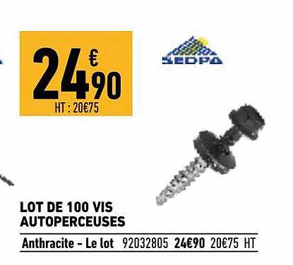 lot de 100 vis autoperceuses sedpa