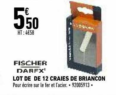 lot de 12 craies de briançon fischer darex