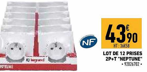 lot de 12 prises 2p+t "neptune"
