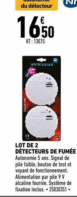 lot de 2 détecteurs de fumée
