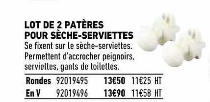 lot de 2 patères pour sèche-serviettes