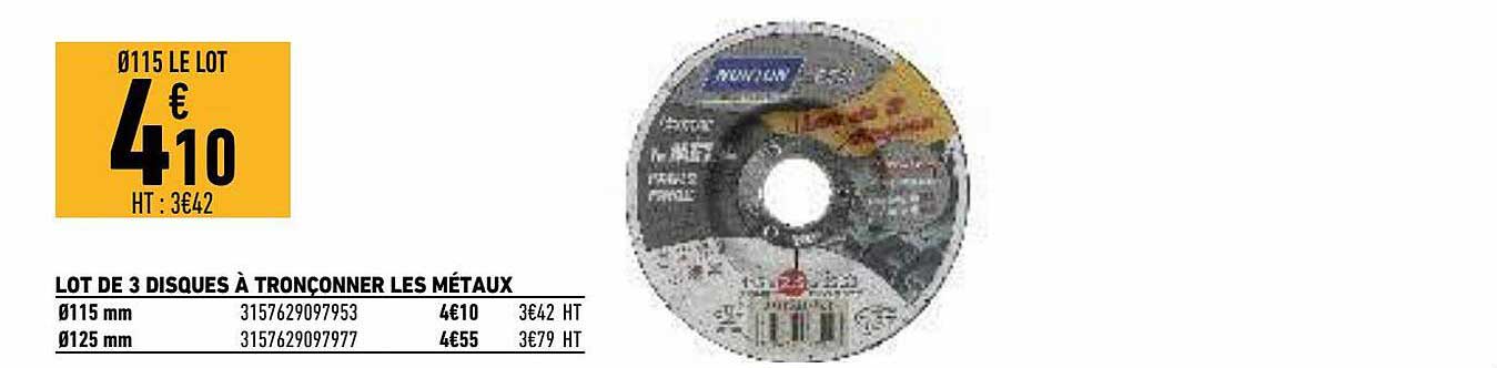 lot de 3 disques à tronçonner les métaux