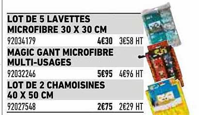 lot de 5 lavettes microfibre 30 x 30 cm, magic gant microfibre multi-usages, lot de 2 chamoisines 40 x 50 cm