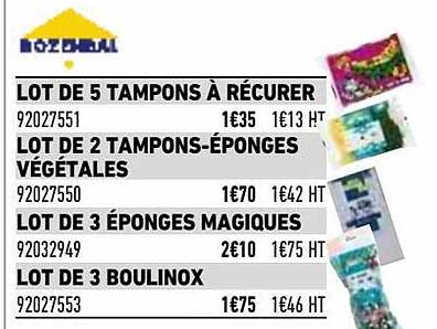lot de 5 tapons à récurer, lot de 2 tampons-éponges végétales, lot de 3 éponges magiques, lot de 3 bouilinx