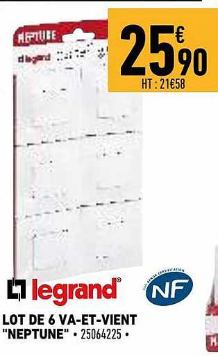 lot de 6 va-et-vient "neptune" legrand