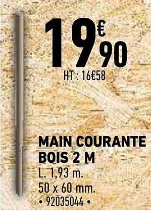 main courante bois 2 m