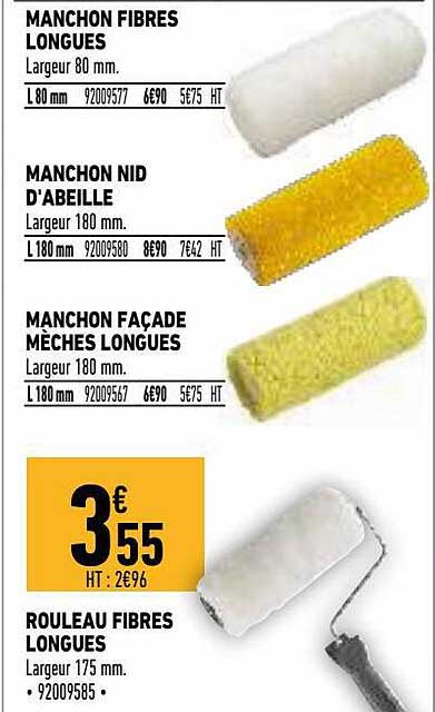 manchon fibres longue, manchon nid d'abeille, manchon façade mèches longues, rouleau fibres longes