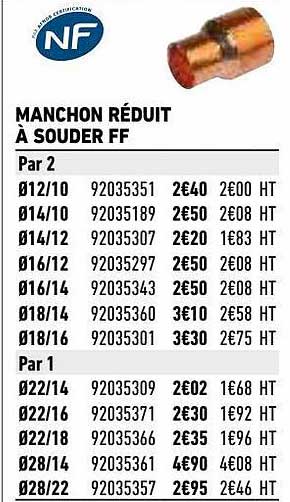 manchon réduit à souder ff