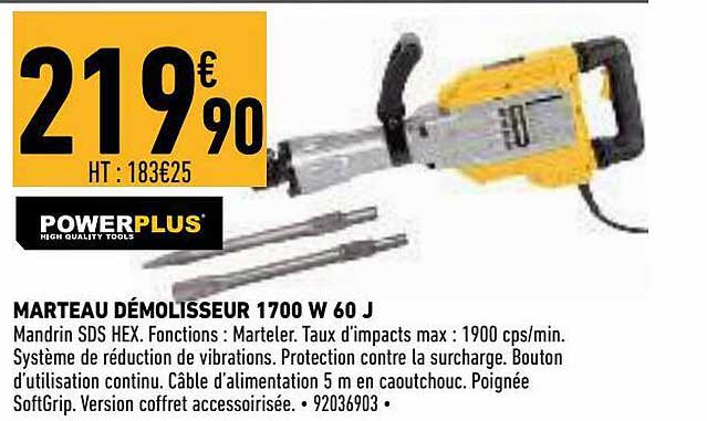 marteau démolisseur 170 w 60 j powerplus