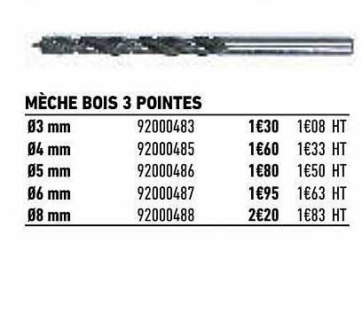 mèche bois 3 pointes