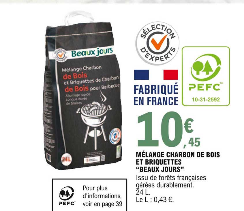 mélange charbon de bois et briquettes "beaux jours"