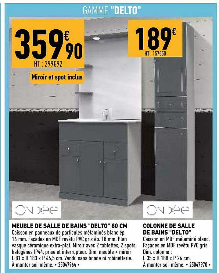 Meuble De Salle De Bains "delto" 80 Cm, Colonne De Salle De Bains "delto"