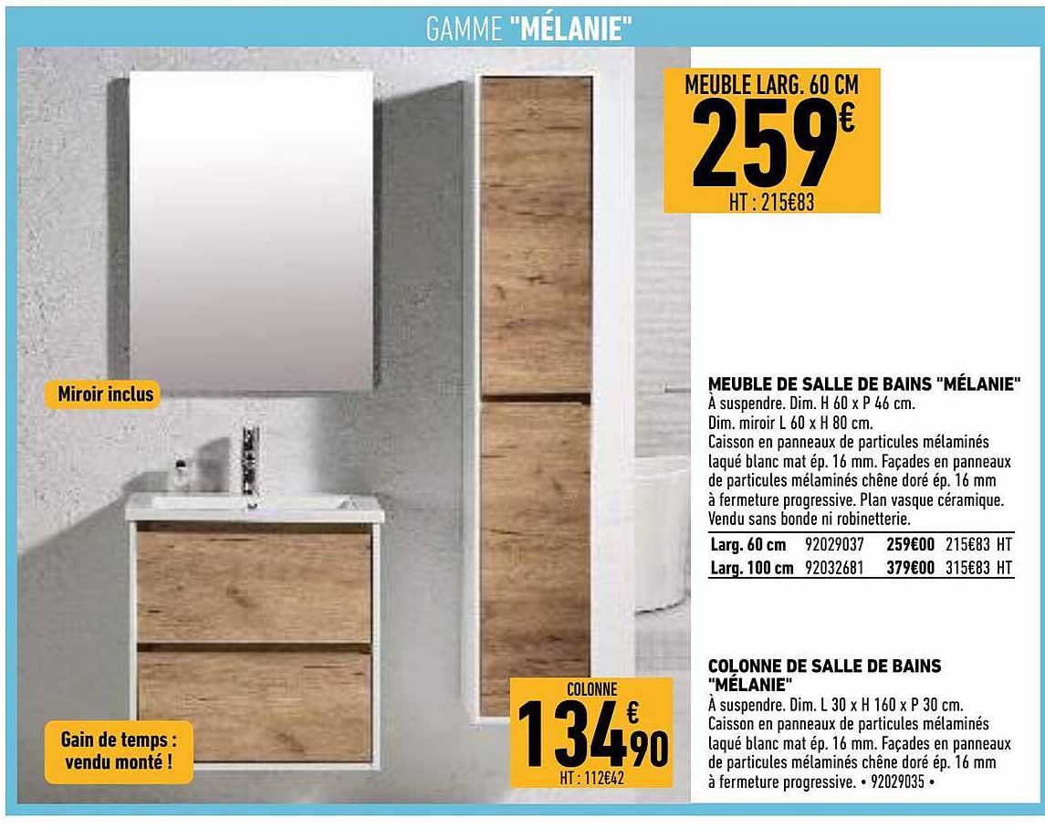 meuble de salle de bains "mélanie", colonne de salle de bains "mélanie"